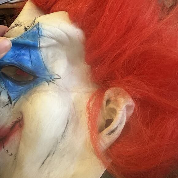 Scary Evil Clown Mask Red Hair Creepy Halloween Costume Cosplay Horror - Picture 6 of 9